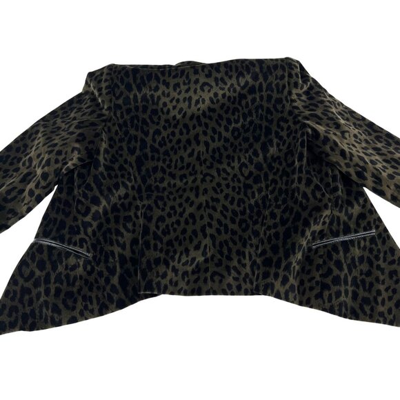Kasper & Company Petite Leopard Print Blazer Jacket 8P Black & Brown Cotton Blen - Picture 5 of 5